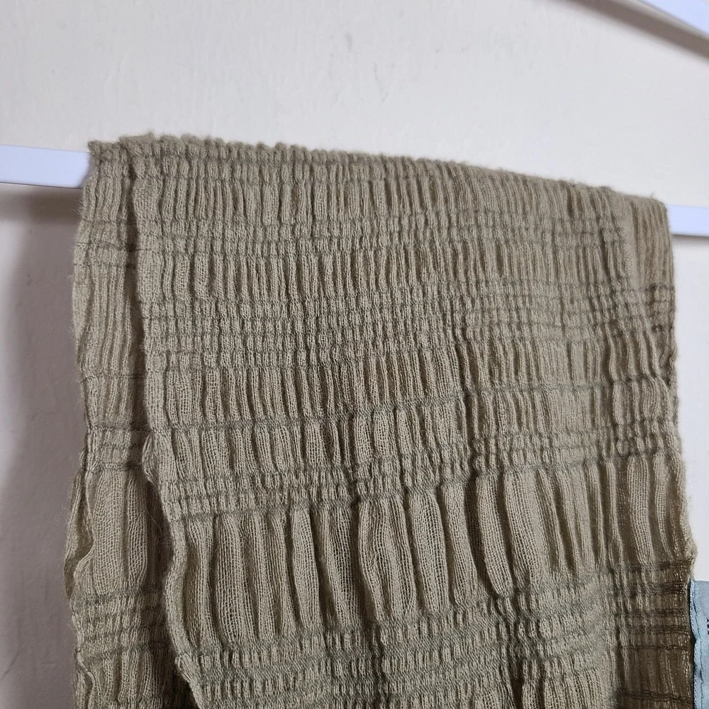 JIGSAW Stone Brown Wool Blend Scarf Fringe Sequins Gypsy Festival Global Artisan